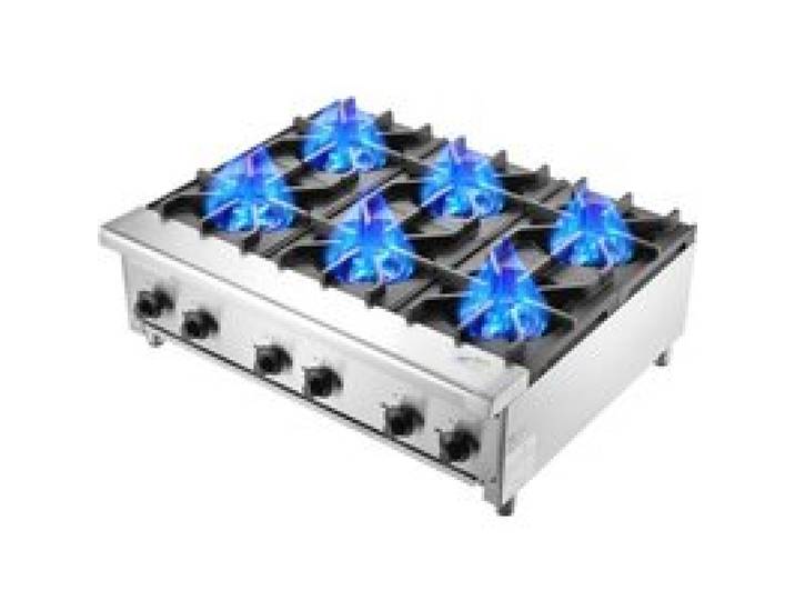 VEVOR Kommerzieller Gasherd Gaskochherd mit 6 Gaskochfelder, Propan / Erdgas-Kochherd Edelstahl-Gaskochplatte, kommerzielles Kochgerät 915 x 775 x 335 mm für Restaurants Hotel Café 42 kW