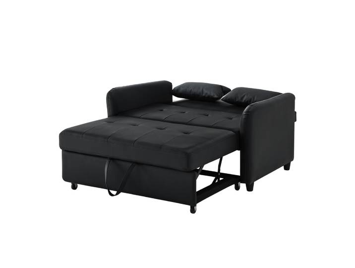 Canapé convertible en polyuréthane noir antique