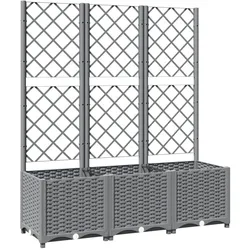 Helloshop26 - Hochbeet für Pflanzen Blumen Terrasse Garten mit Rankgitter hellgrau 120 x 40 x 136 cm PP grau 02_0038343