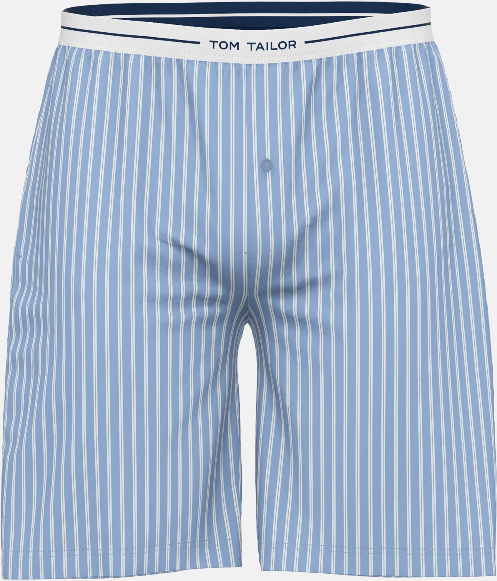 Bermudas TOM TAILOR "Dakota", Herren, Gr. 48S, N-Gr, blau, Popeline, Obermaterial: 100% Baumwolle, bequem kniefrei, Hosen Bermudas, Logobund, Seitentaschen, locker, bequem, kühlend, elastisch blau 48S, N-Gr