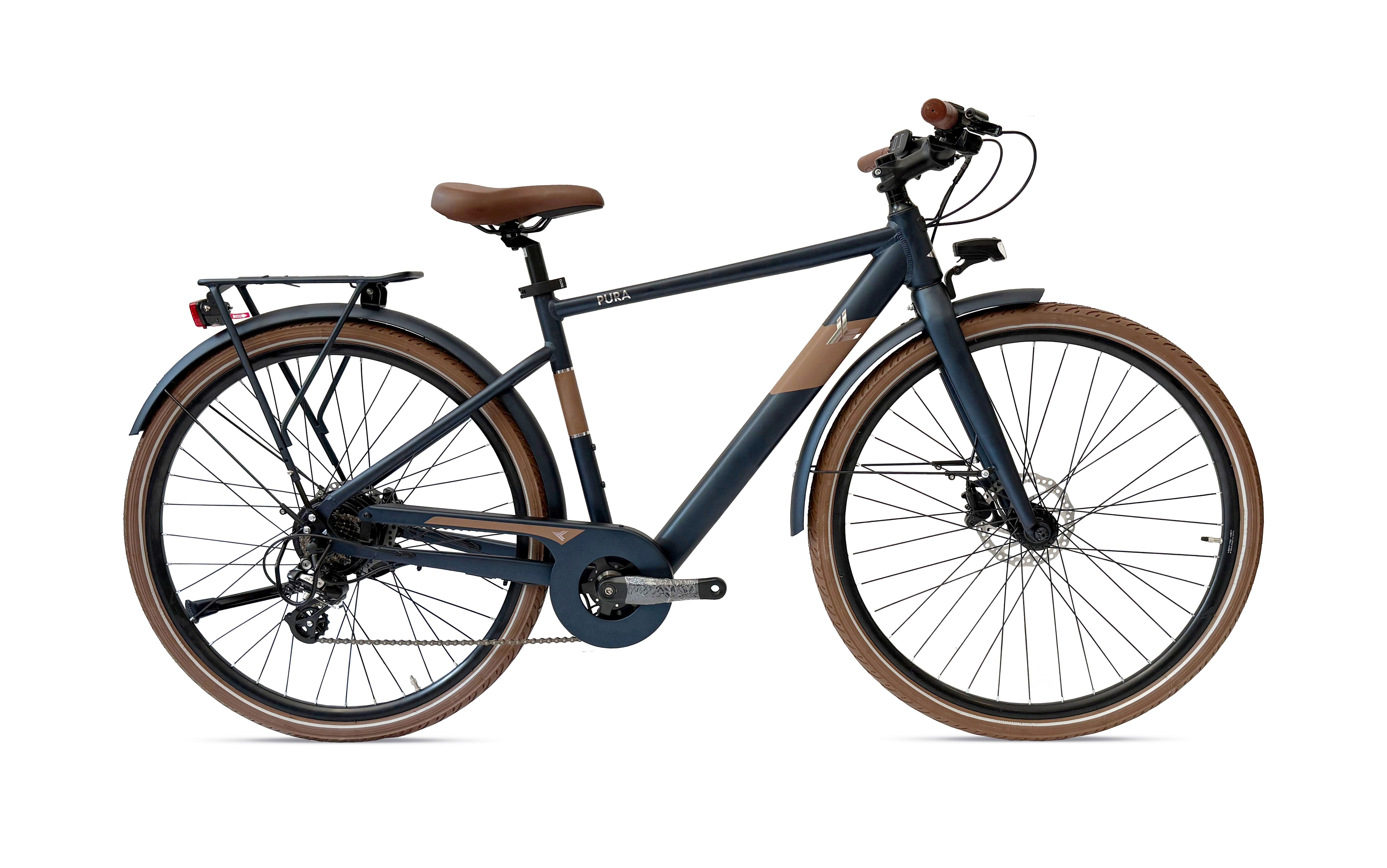 Elektro-Citybike TECNOBIKE PURA MAN - 360 Wh Etrotek 45 Nm - Blau