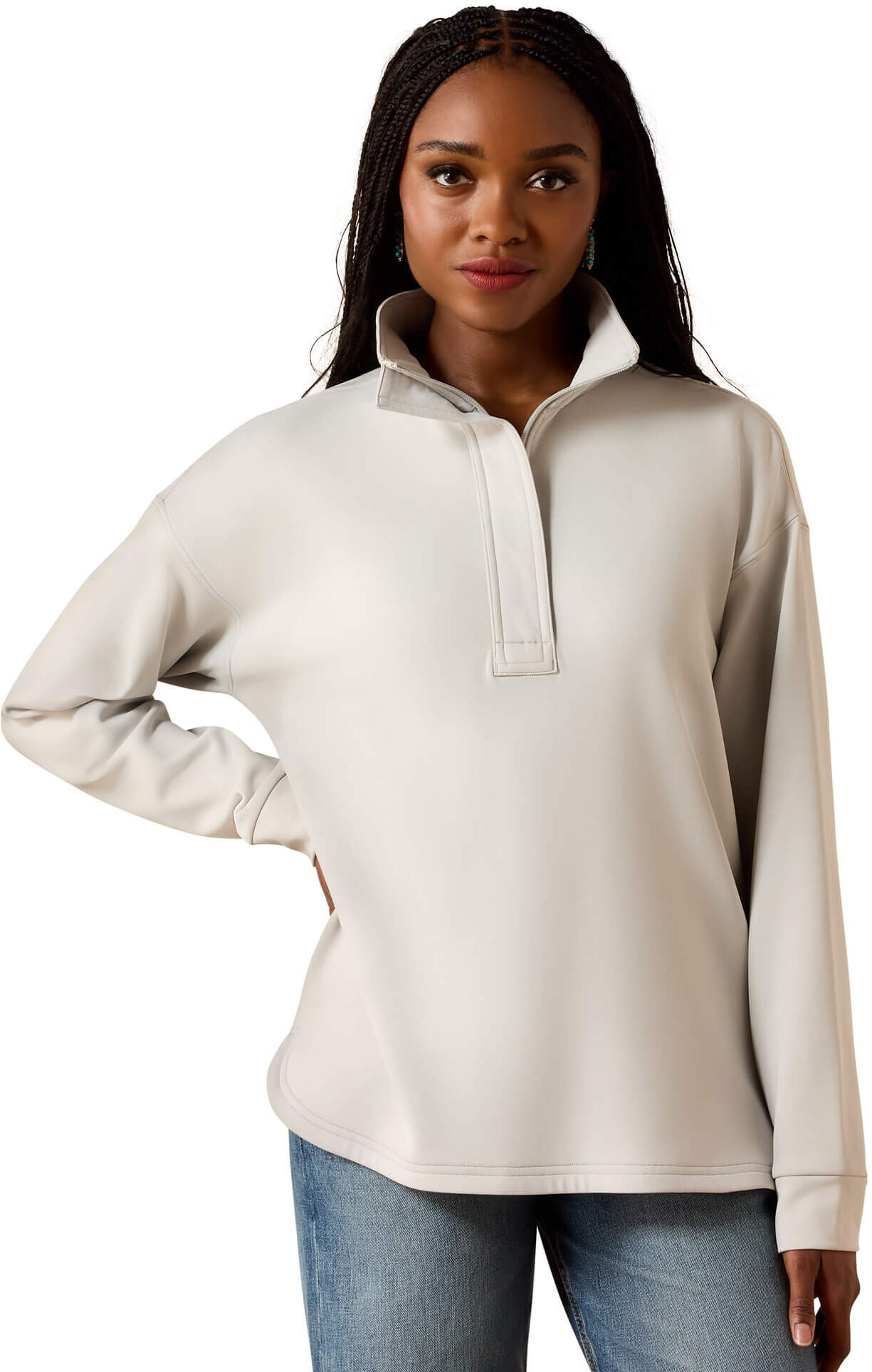 Women's Breeze Logo 1/2 Zip Sweatshirt in Quiet Grey, Size: 2XL by Ariat