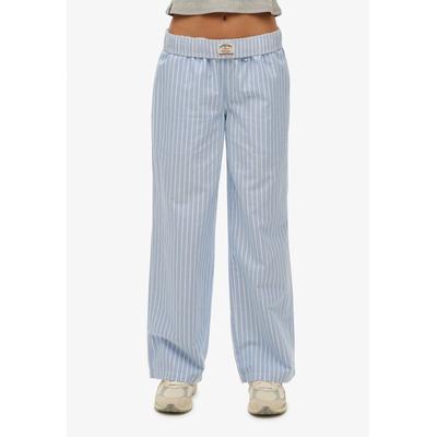 Cargohose SUPERDRY "COTTON STRIPE ELASTIC TROUSER", Damen, Gr. M, N-Gr, blau (broker blau stripe), Jersey, Obermaterial: 100% Baumwolle, gestreift, relaxed fit normal, Hosen Cargohose, aus Baumwolle und Jersey, Relaxed Fit, gestreifte Optik