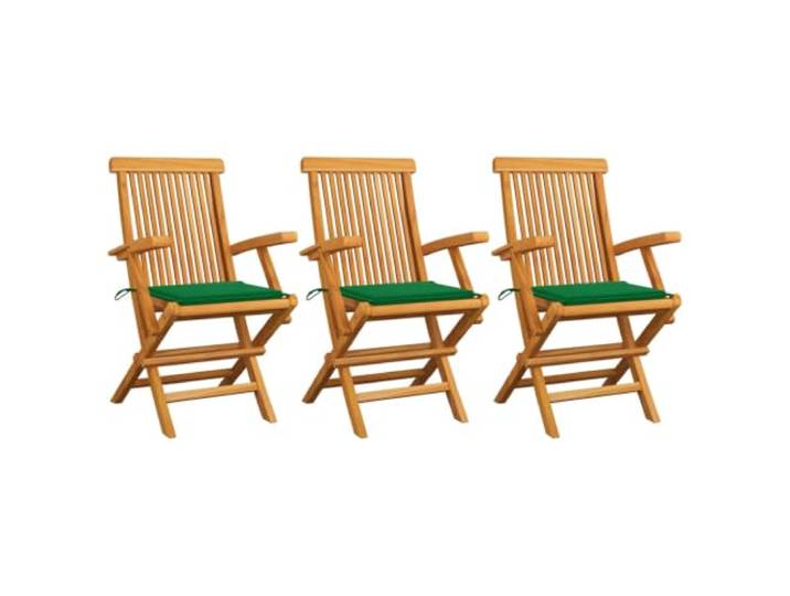 LKJephalotrop 3er Set Gartenstühle Klappbar Teakholz mit Grünen Kissen Wetterfeste Holzstühle für Terrasse und Balkon, leicht verstaubar dank Klappfunktion, inklusive bequemer Sitzauflagen.