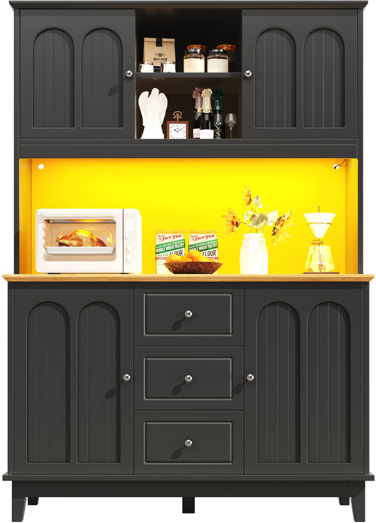 Brayden Studio 180 cm H Standard Pantry / Tall Cabinet Natural 180cm H X 120cm W X 40cm D
