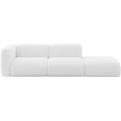SOFA Ottomane Links MIRA-S3 296x89x70 Weiß Bouclé