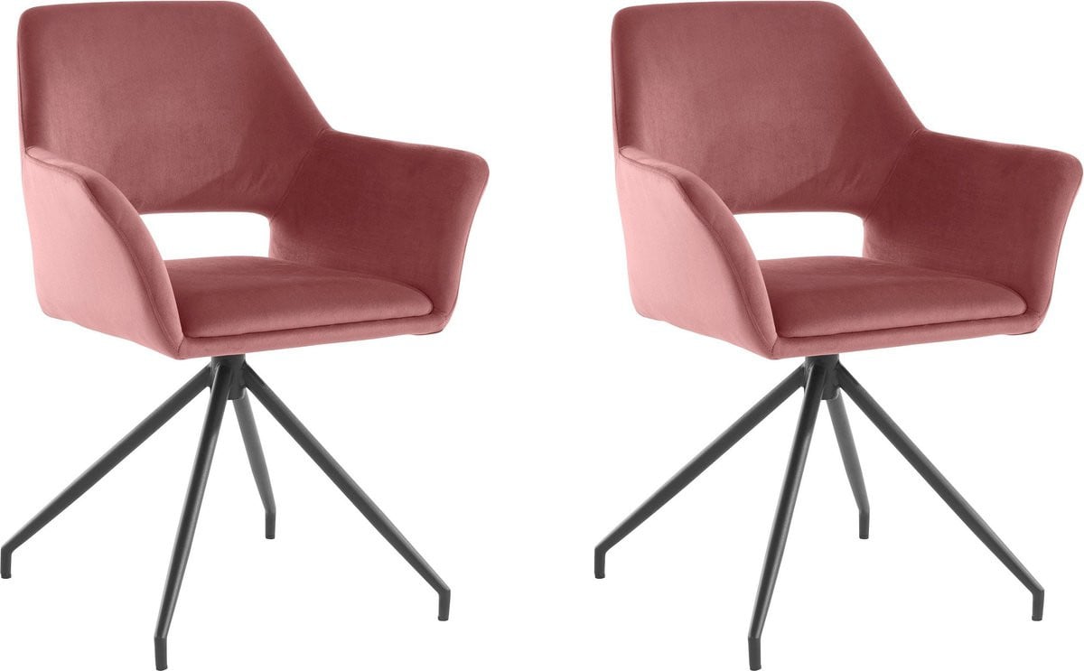 Vera-Fauteuil - Roze Fluweel - Set van 2