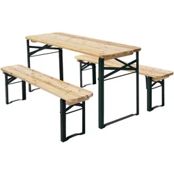 KINDERSITZGARNITUR OUTDOOR mit Stahlgestell Tannenholz Braun