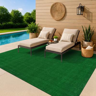 World Rug Gallery Artificial Turf Solid Grass Indoor Outdoor Area Rug