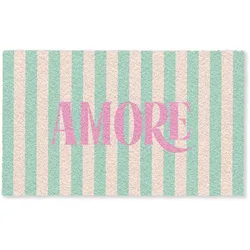 FUSSMATTE Rosa – Grün – Streifen – Amore 150x90 cm