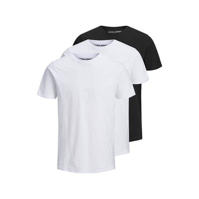 T-Shirt JACK & JONES "T-Shirt JJEORGANIC BASIC TEE O-NECK 3PK 3er Pack", Herren, Gr. L, weiß (weiß, schwarz), Obermaterial: 100% Baumwolle CO(Bio)., Shirts T-Shirt