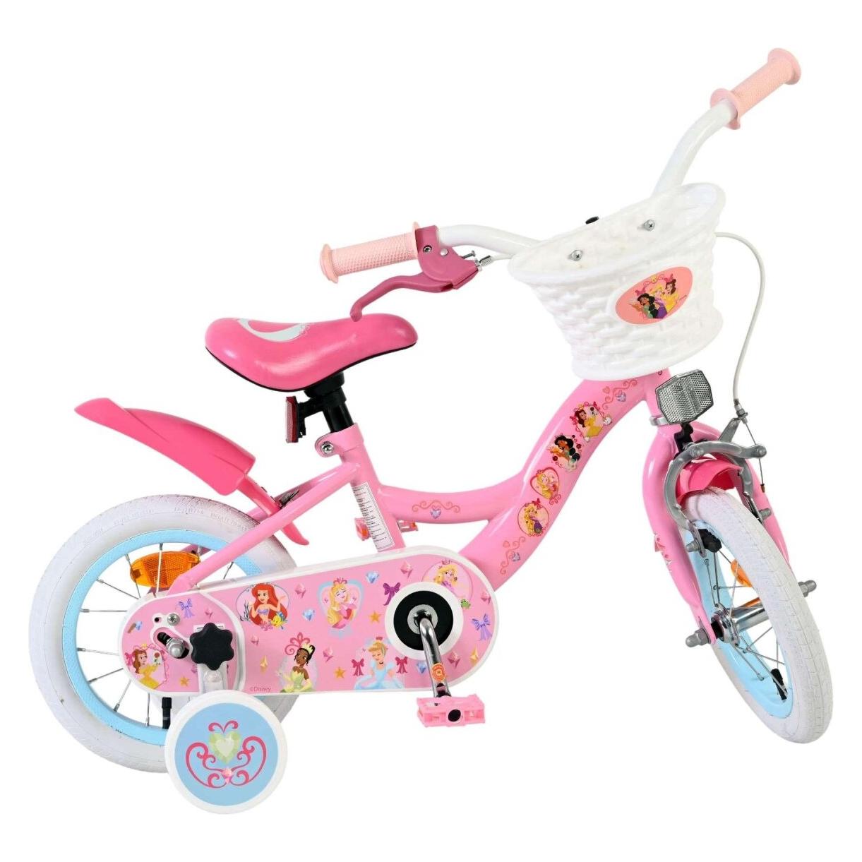 Volare Magic Royals Kinderfahrrad Mädchen 12 Zoll Rosa mit Korb Stützrädern und Sicherheitsbremsen (12") (72629458)