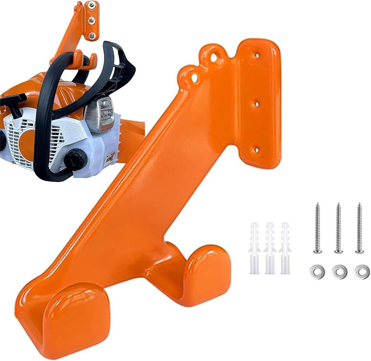 Kettingzaag Hanger Oranje - Gereedschapshaak voor Werkplek Organisatie - B/D/H: 21 x 16 x 5 cm