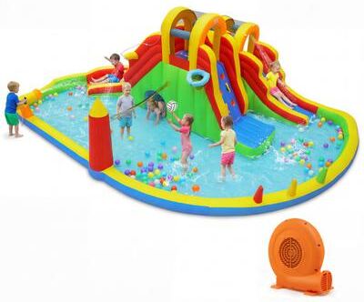 Costway 8-in-1 Giant Bounce House with 2 Long Slides for Yard Party with 750W Blower