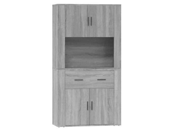 Kaorsrow Highboard Grau Sonoma Holzwerkstoff Sideboard Schrank 2-Teilig Platzsparender Wand-Aufsatzschrank für Wohnzimmer und Flur mit reichlich Stauraum aus pflegeleichtem Material.