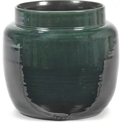 Glazed Shades Übertopf 21 cm, dunkelgrün