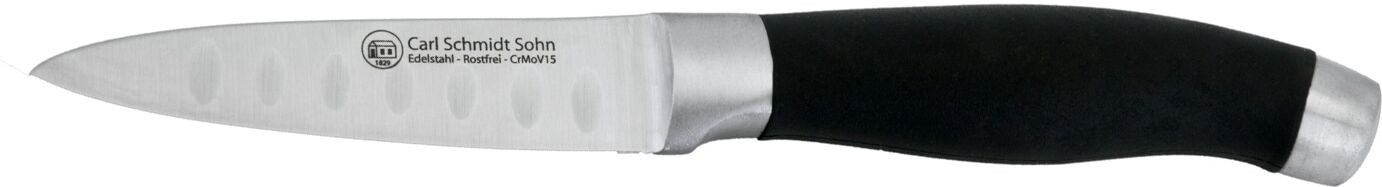 Spickmesser CARL SCHMIDT SOHN "SHIKOKU, 10 cm, Edelstahl rostfrei", schwarz, Klingenlänge 10cm, Edelstahl, Kunststoff, Kochmesser, mit Kullenschliff