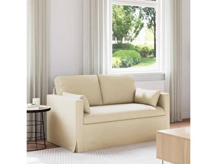Molumvel Sofa Creme Stoff 139 x 78 x 80 cm Sitzbank Wohnzimmer Couch Modulares Design, Stabiler Metallrahmen, Ergonomische Form