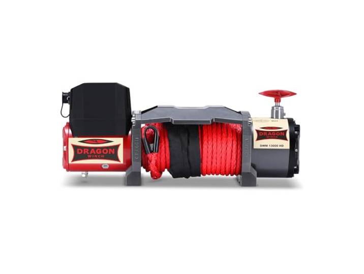 Dragon Winch Elektrische Seilwinde 12V Maverick 13000 lbs / 5897kg, mit Synthetikseil 20m für Abschleppwagen und Kommunalfahrzeuge mit kabelloser Fernbedienung + Winde Zubehör IP67 wasserdicht