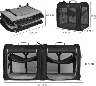 Inspire Curations TravelNest 2 in 1 Foldable Double Pet Carrier Backpack c70 2.0