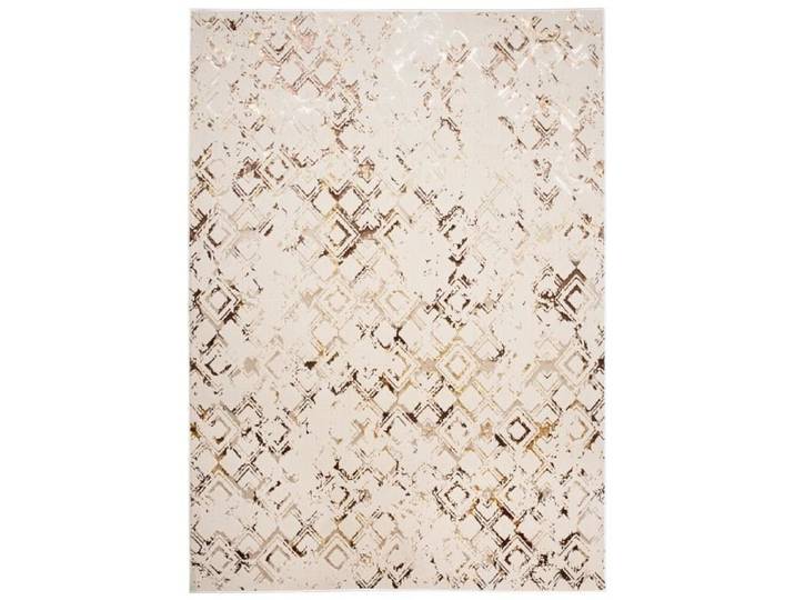 TAPISO Tapis de Salon Chambre GOLDEN Crème Doré Losanges Polypropylène Intérieur 140x200 cm