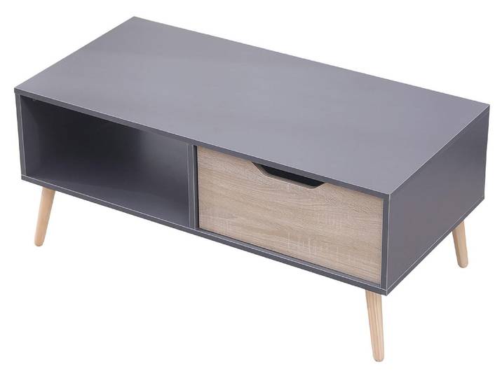Table basse avec tiroir style scandinave grise FREJA