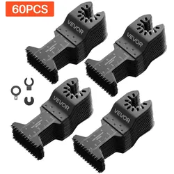 VEVOR 60 Stk. Multitool Sägeblätter, Oszillierende Sägeblätter mit Japanischen Zähnen, Oszillierwerkzeug Zubehör für Holz Kunststoff & PVC, Multitool Zubehör für Bosch Fein Dewalt Milwaukee Craftsman