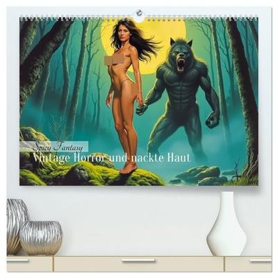 Spicy Fantasy - Vintage Horror und nackte Haut (hochwertiger Premium Wandkalender 2027 DIN A2 quer), Kunstdruck in Hochglanz