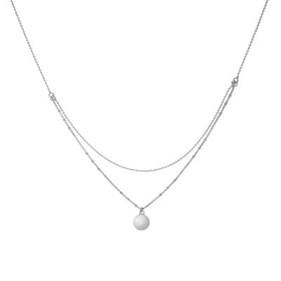 Kette mit Anhänger ZEEME "Silber 925 zweireihig 38+5cm lang", weiß, Halsketten, Damen, 38+5cm, Silber 925 (Sterlingsilber), L: 43 B: 7mm, glänzend, B:7mm