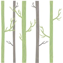 WANDAUFKLEBER 130x188cm - Pastellfarbener Wald