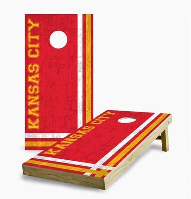 Skip's Garage Kansas City Chiefs Multi Stripe Regulation 2x4 Cornhole Game Set