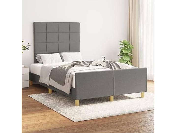 Atmungsaktiver Polsterstoff höhenverstellbares Kopfteil 120x200 cm Grau Bettgestell ohne Matratze Dunkelgrau 120x200 cm Stoff mit verstellbarem Kopfteil stabil Holz Lattenrost Schlafzimmer Möbel