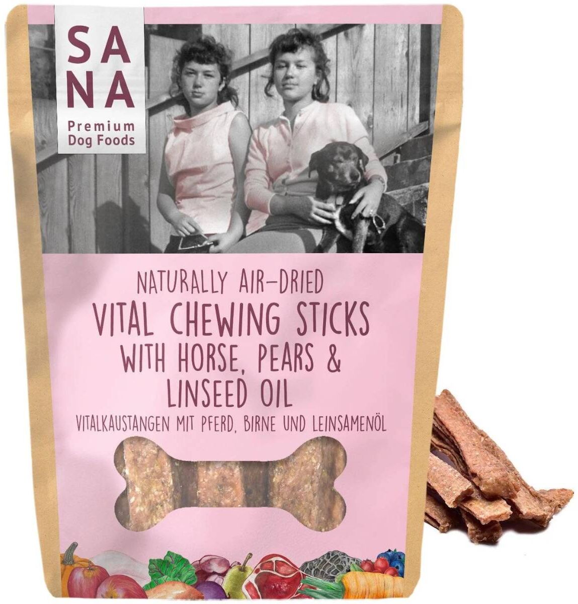 Sanadog Stick di Cavallo da Masticare con Pera e Olio di Lino 150 g Snack per Cani