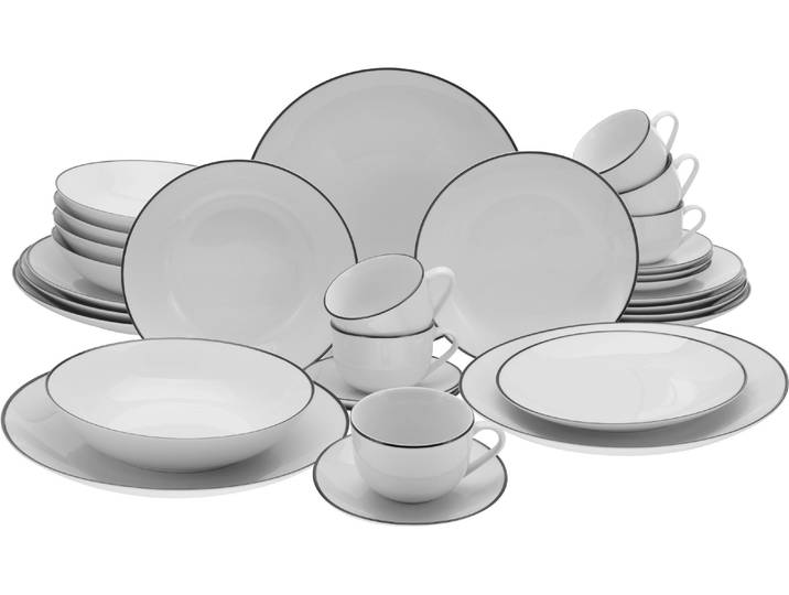 Kombiservice CREATABLE Teller-Set Schwarz/Weiss , schwarz weiß, Geschirr-Sets, Kombiservice