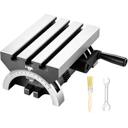 VEVOR Winkeltisch Schwenkbar 178x127 mm 0-45° Links & Rechts Verstellbar, Frästisch zur Verwendung auf Fräsmaschinen & Bohrmaschinen, Gusseisen Konstruktion, 3 T-Nuten, Skala mit 1-Grad-Schritten