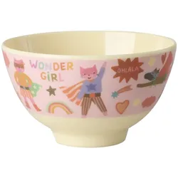 RICE Kleine Kinder Melamin Schüssel Hero, Pink - 300 ml Ø 11 cm, Höhe 6 cm