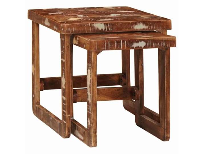 GKHPYURE Beistelltische 2 Stück braun 46 x 46 x 45 cm Massivholz Stapelbare Tische aus recyceltem Massivholz, Verwendung im Innenbereich, Wohnzimmer, Schlafzimmer, Eingangsbereich
