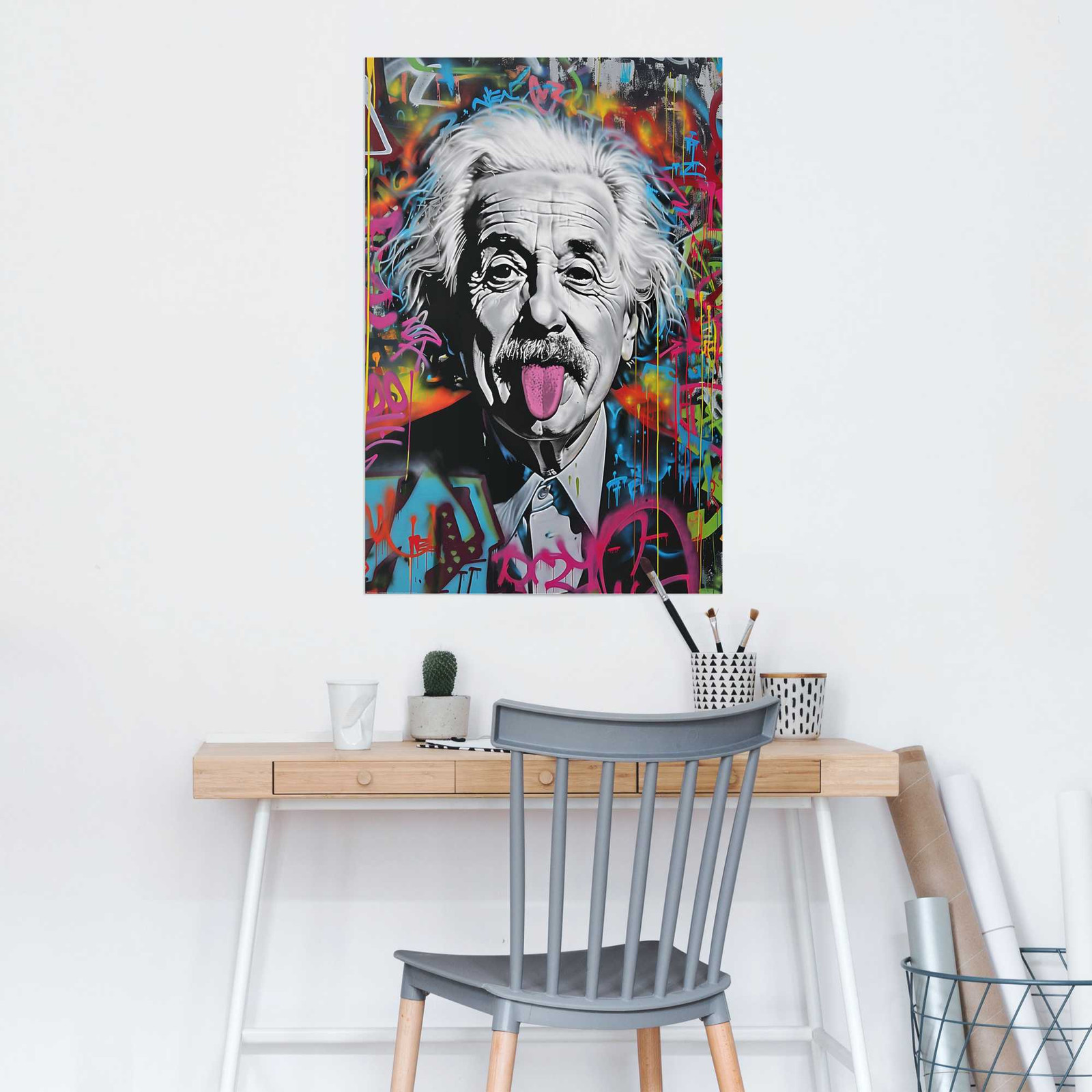 home24 Einstein Tongue Poster in meerdere kleuren, papier, 61 x 92 cm