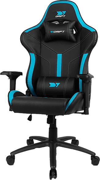 Silla gaming - Drift DR350, Polipiel, Reposabrazos 4D, Ruedas silenciosas, Inclinación, Azul