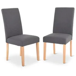 Esszimmerstuhl 2er-Set, Polsterstuhl im Set, zeitloses Design, Belastbarkeit 110 kg, Dunkelgrau, Beine Holz, Raburg Alexandra