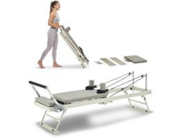 VEVOR Reformer Pilates Pliable, Machine d'Entraînement Pilates Charge 181,44 kg, Lit avec Double Résistance, Ressort et Cordon, Kit Réformateur pour Utilisateurs Avancés et Débutants, Gym Domicile