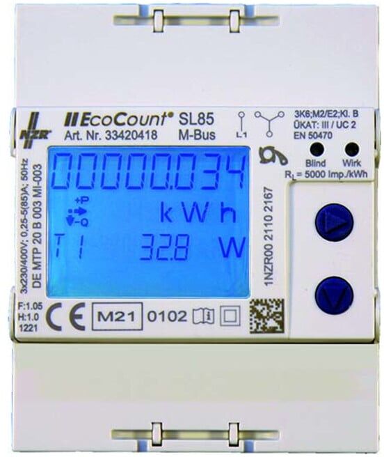 NZR Elektr.Hutschienenzähler 5//1A M-Bus, MID EcoCount SL#33420405)