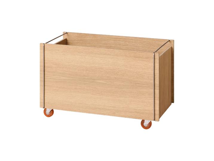 MOEBE Moebe Aufbewahrungsbox Geölte Eiche-Edelstahl, mit Rollen, 33x60x31 cm