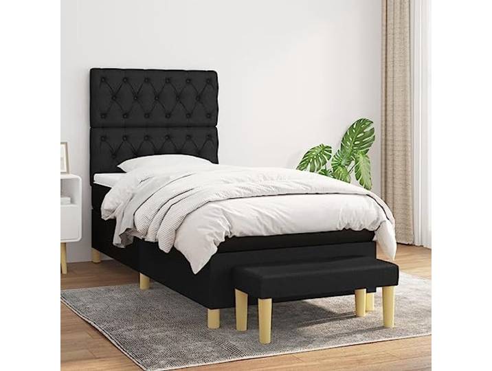 RJPLMFV Lattenrost mit Matratze, Schwarz, 80 x 200 cm Atmungsaktiver Stoff, verstellbares Kopfteil, Taschenfedern, mittlere Festigkeit, Sitzbank