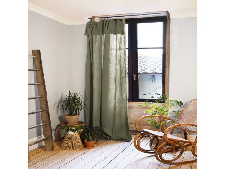 Rideau ajustable gaze de coton vert 140x300 cm