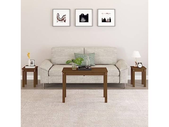 KLGBNCVE Satztische 3 STK. Honigbraun Massivholz Kiefer Beistelltische Massivholz Kiefer, Honigbraun, 3er Set, moderne Optik, flexible Nutzung, platzsparend