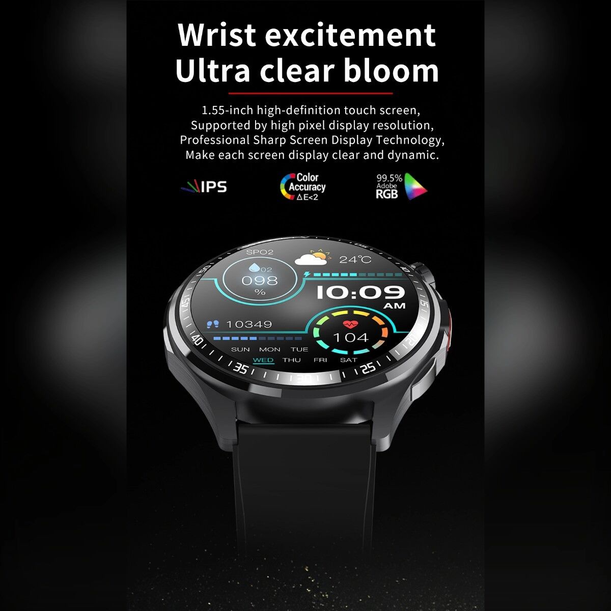 INF F240 Smartwatch — 1.55 inch Rundes Display, 150+ Sportmodi, Bluetooth 5.3, Lange Akkulaufzeit, Magnetisches Laden, Grau