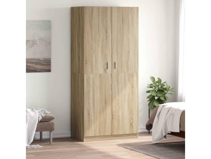 Kleiderschrank Sonoma-Eiche 90x52x200 cm Holzwerkstoff Großes Fach mit Hängestange,leichter Reinigung,schicke Note,kompakte Bauform