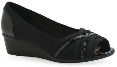 Women's Boldest Peep Toe Wedge by Cliffs in Black Nylon (Size 11 M)