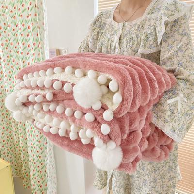Shop Station Luxury Lamb Fleece Blanket Double Sided Coral Fleece Reversible Throw For Sofa, Bed & Travel pink 39.37 59.06 In